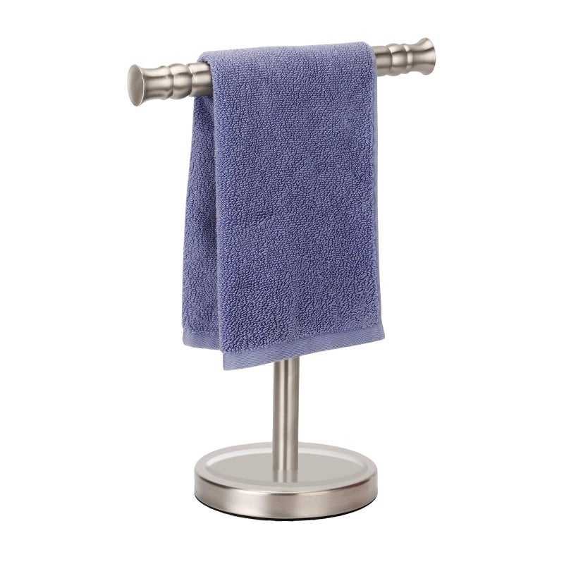 Sfemn Hand Towel Holder Stand for Bathroom Vanity Countertop SUS304 Stainless Steel T-Shape Free Standing Towel Rack Stand Towel Bar for Bathroom Kitchen (Brushed Nickel) - Image 1